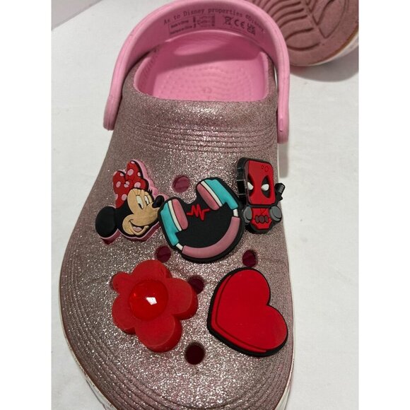 Disney Pink Glitter Light Up Minnie Mouse Crocs Girls size 1 - Picture 7 of 9